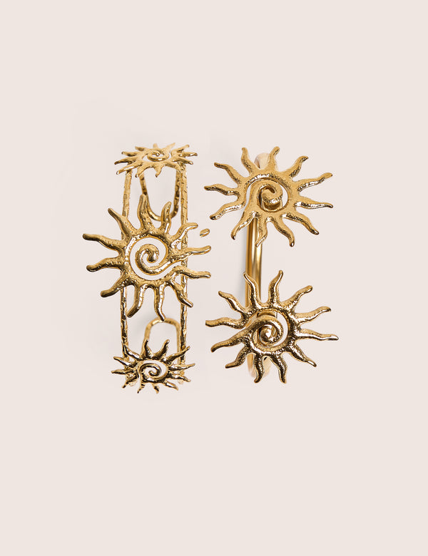 Pack of Two Sun Adjustable Bangles in Gold