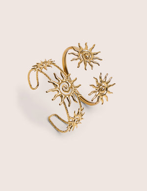 Pack of Two Sun Adjustable Bangles in Gold