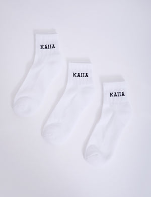 Pack of Three Kaiia Logo Socks White & Black