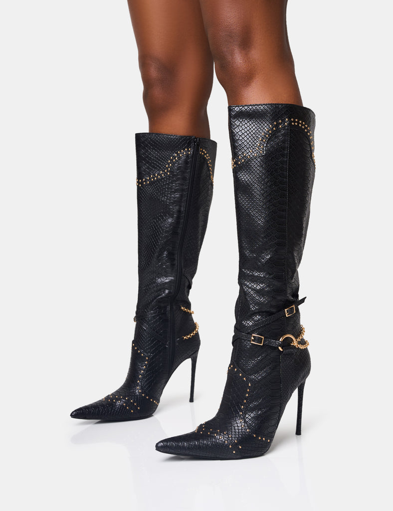 Main Character Embellished Vintage Black Pointed Toe Stiletto