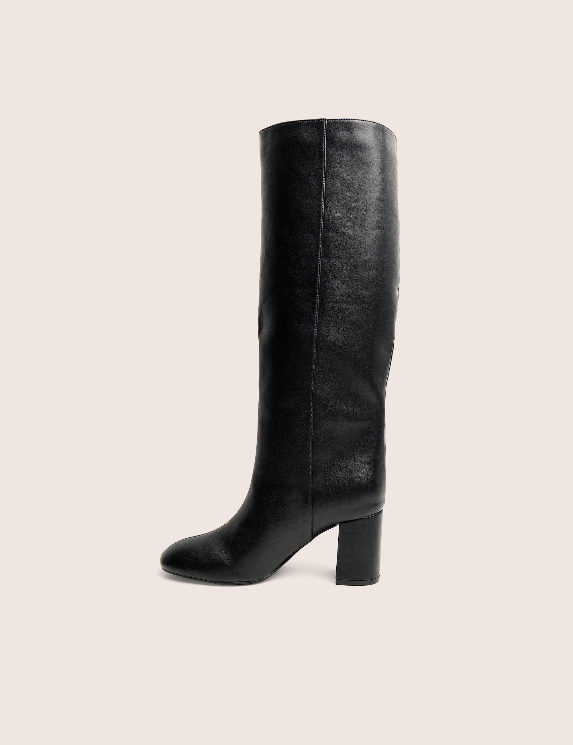 Maison Black Pu Knee High Block Heeled Boots | Public Desire