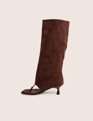 Margot Chocolate Peep Toe Knee High Boots