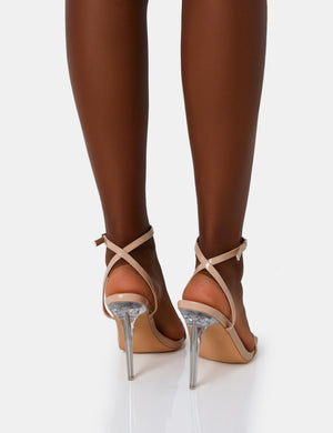 Mary Nude Patent Barely There Perspex Stiletto Heels