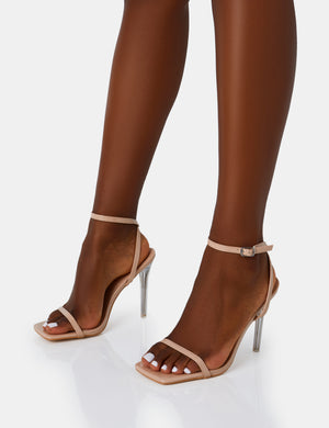 Mary Nude Patent Barely There Perspex Stiletto Heels