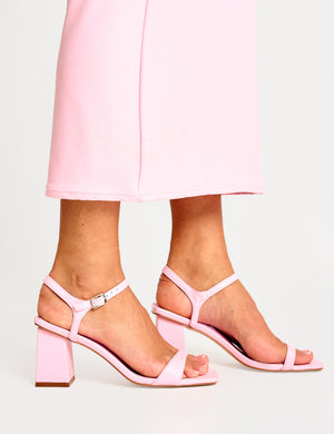 Maryse Light Pink Pu Barely There Mid Block Heels