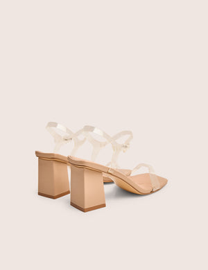 Maryse Nude Perspex Pu Barely There Mid Block Heels