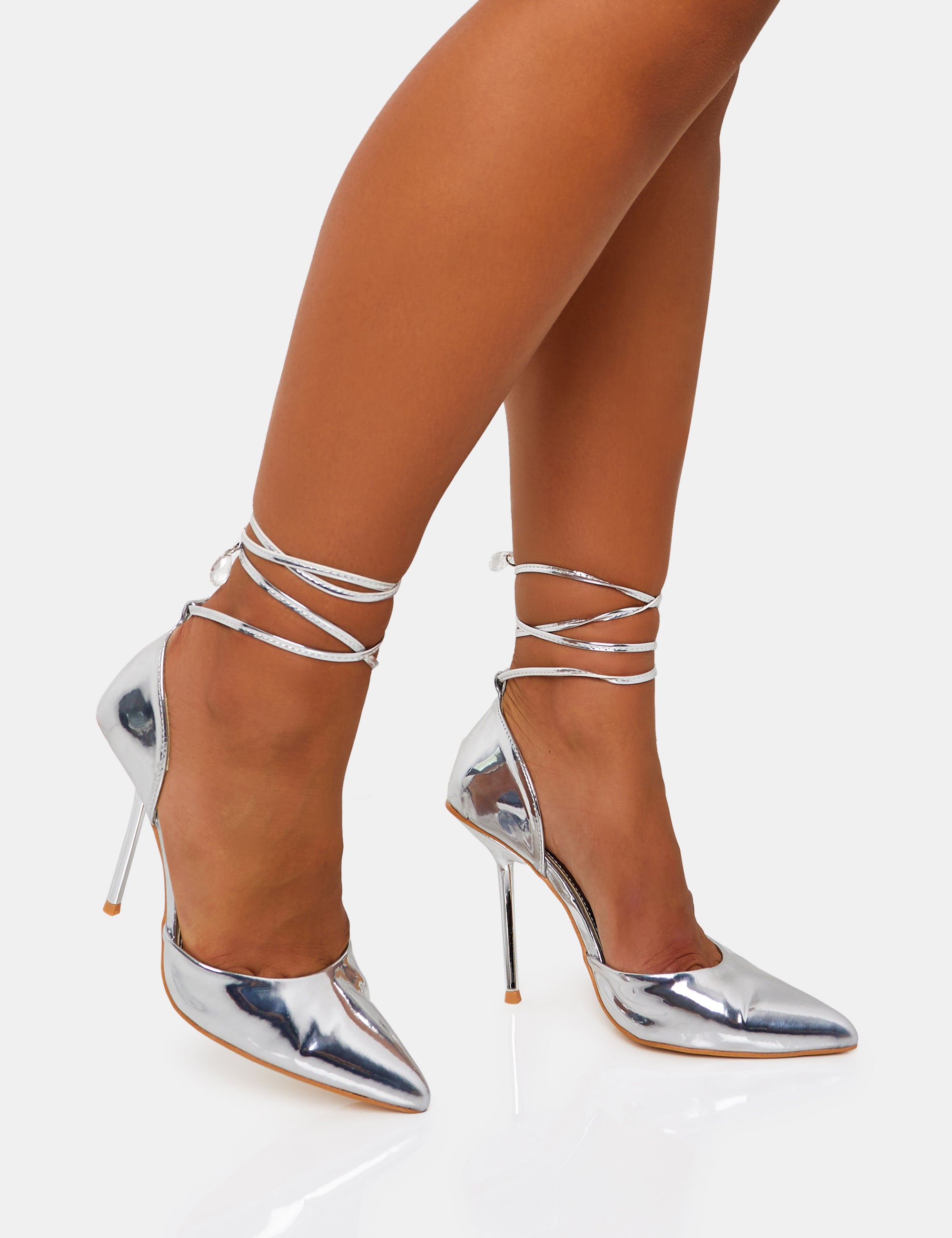 Crank It Up Pointed Court Heel - Silver