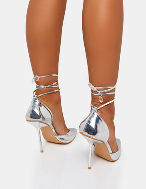 Masterpiece Silver Metallic Mirror Pointed Toe Court Stiletto Heels