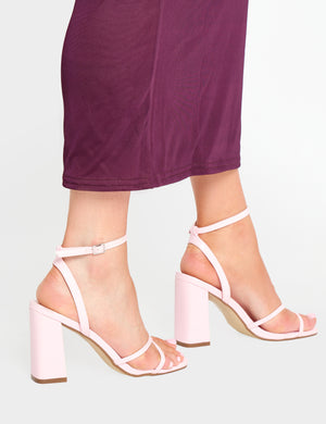 Matilda Baby Pink Pu Strappy Block High Heels