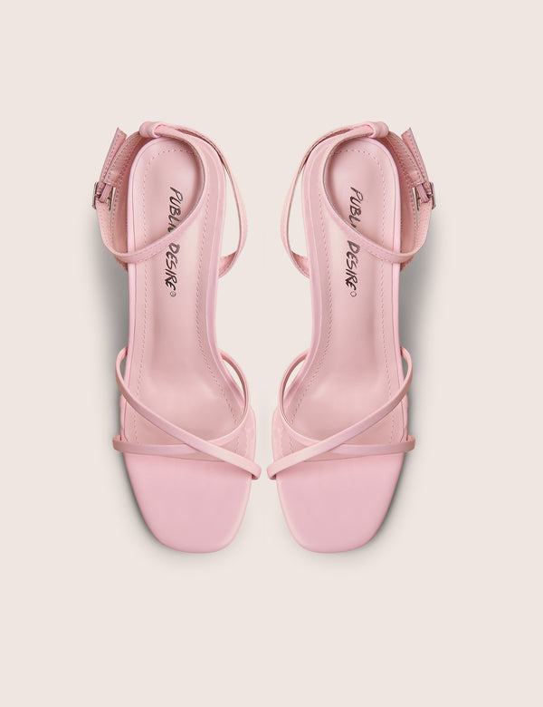 Matilda Baby Pink Pu Strappy Block High Heels
