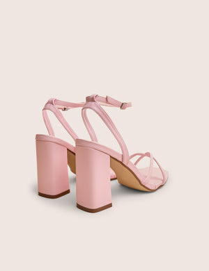 Matilda Baby Pink Pu Strappy Block High Heels