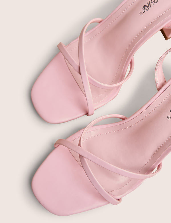Matilda Baby Pink Pu Strappy Block High Heels