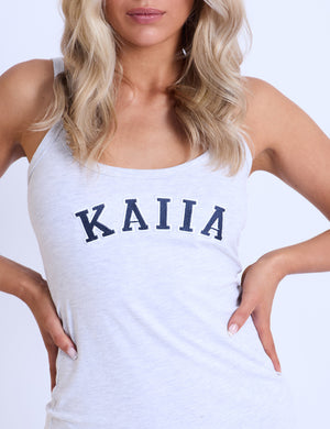 Kaiia Logo Mini Cami Dress Light Grey Marl