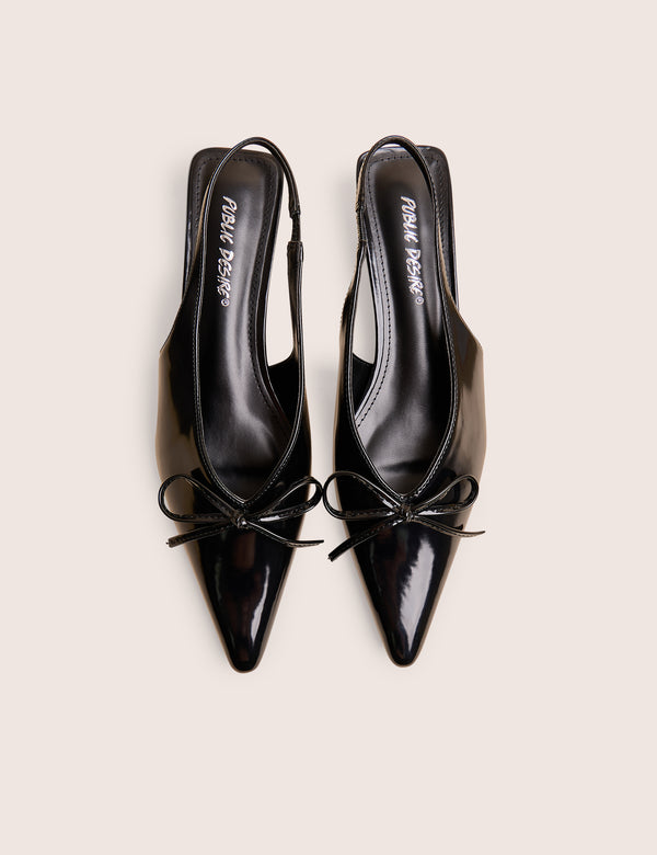 Meadow Black Pu Slingback Low Court Heels