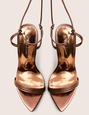 Merlot Chocolate Brown Lace Up Wrap Around Pointed Toe Stiletto Heel