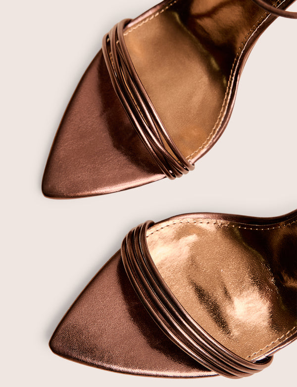 Merlot Chocolate Brown Lace Up Wrap Around Pointed Toe Stiletto Heel