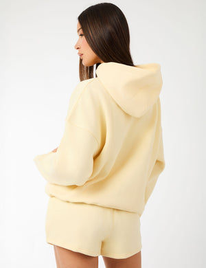 Kaiia Slogan Oversized Hoodie Soft Yellow & Grey