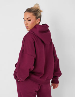 Kaiia Slogan Oversized Hoodie Deep Burgundy