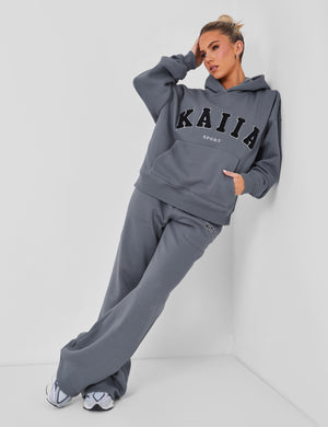 Kaiia Sport Oversized Logo Hoodie in Charcoal Grey