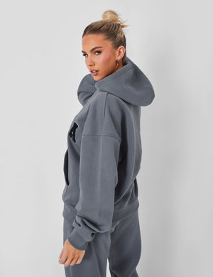 Kaiia Sport Oversized Logo Hoodie in Charcoal Grey