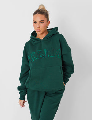 Kaiia Oversized Logo Hoodie in Dark Green