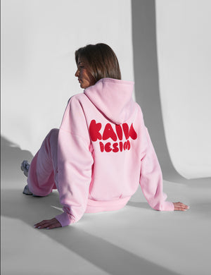 Kaiia Design Bubble Graphic Hoodie Baby Pink and Red