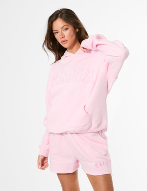 Kaiia Slogan Oversized Hoodie Baby Pink