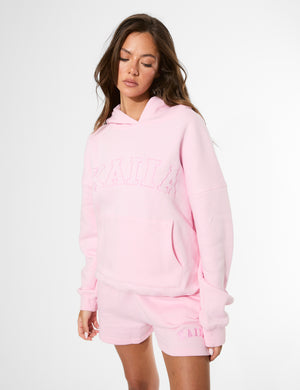 Kaiia Slogan Oversized Hoodie Baby Pink