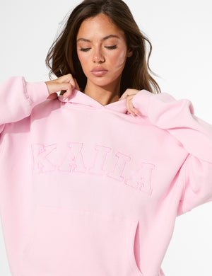 Kaiia Slogan Oversized Hoodie Baby Pink