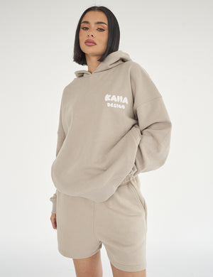 Kaiia Design Bubble Print Oversized Hoodie Stone