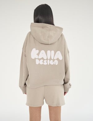 Kaiia Design Bubble Print Oversized Hoodie Stone