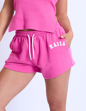 Kaiia Logo Mini Sweat Shorts Hot Pink