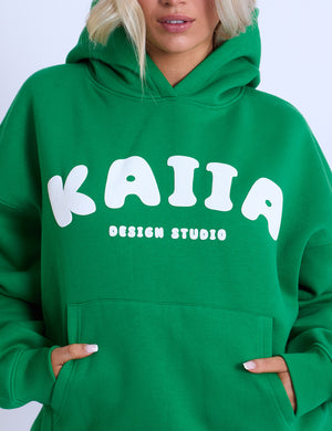 Kaiia Design Bubble Logo Oversized Hoodie Green
