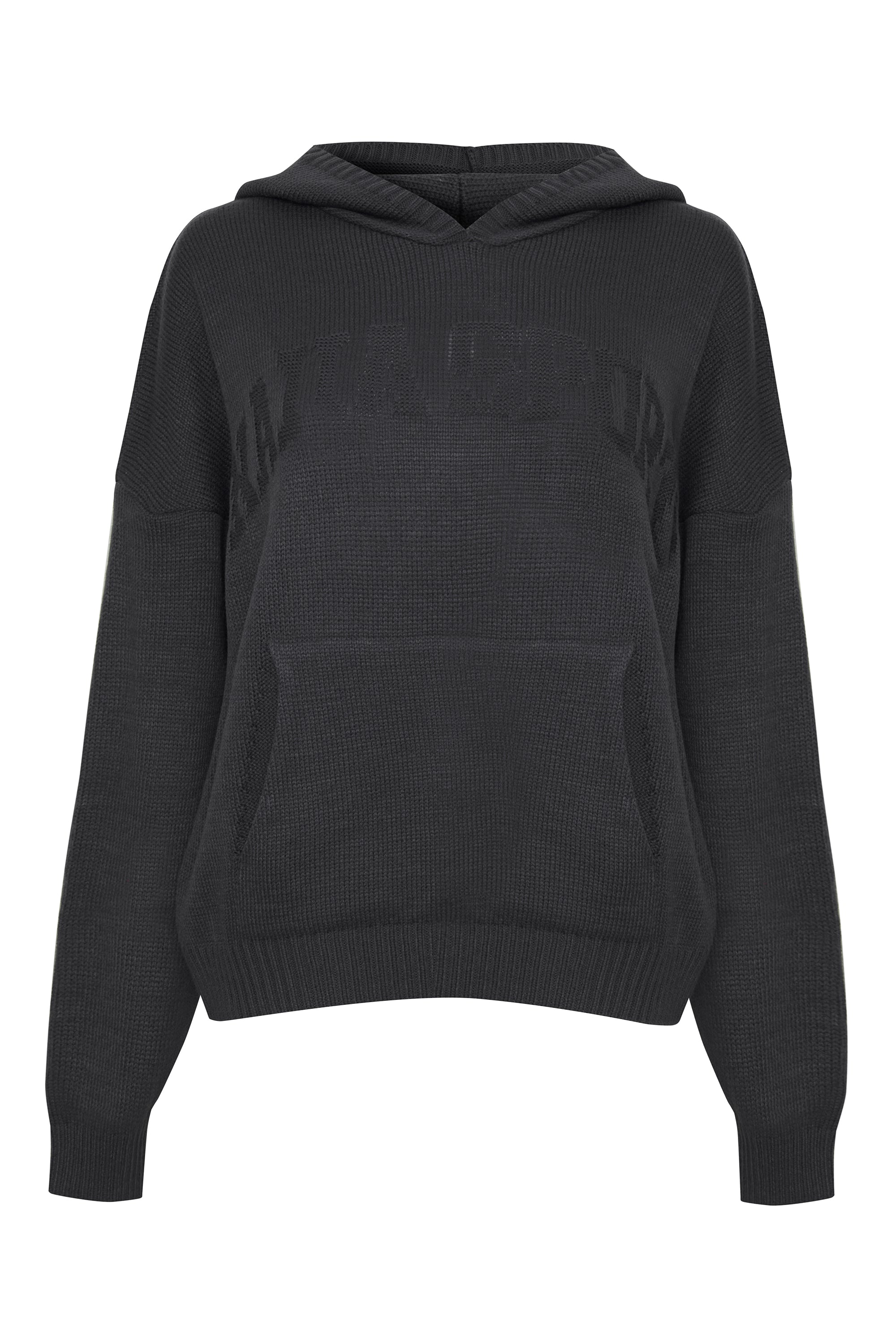 Kaiia Sport Knitted Hoodie Dark Grey Public Desire