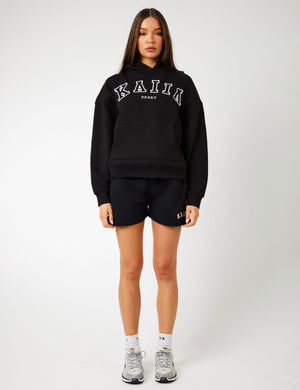 Kaiia Sport Logo Oversized Hoodie Black
