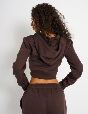 Kaiia Studio Cropped Zip Up Hoodie Mocha Public Desire