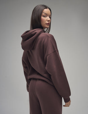 Kaiia Slogan Oversized Hoodie Mocha