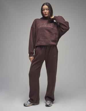 Kaiia Slogan Oversized Hoodie Mocha