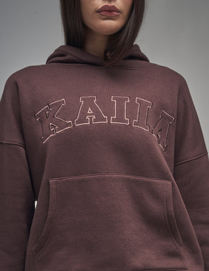 Kaiia Slogan Oversized Hoodie Mocha