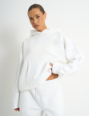Kaiia Logo Embossed Oversized Hoodie White