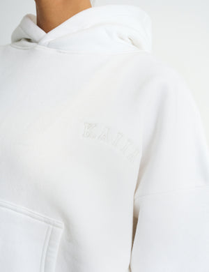 Kaiia Logo Embossed Oversized Hoodie White