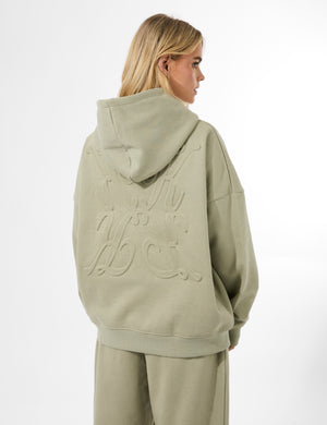 Kaiia Logo Embossed Oversized Hoodie Light Sage