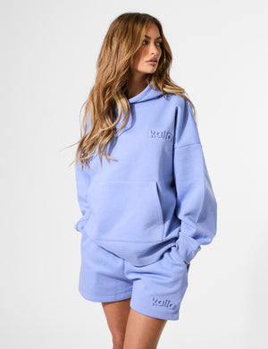 Kaiia Embossed Logo Oversized Hoodie Cornflower Blue