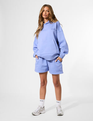 Kaiia Embossed Logo Oversized Hoodie Cornflower Blue