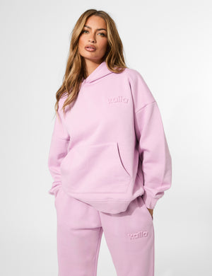 Kaiia Embossed Logo Oversized Hoodie Parma Violet