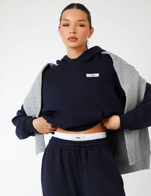 Kaiia Label Logo Oversized Hoodie Navy