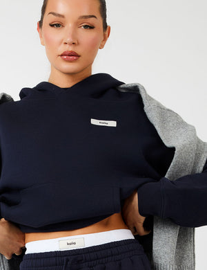 Kaiia Label Logo Oversized Hoodie Navy