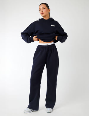 Kaiia Label Logo Oversized Hoodie Navy