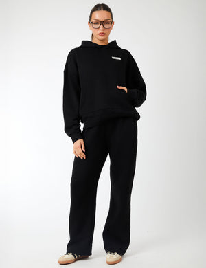 Kaiia Label Logo Oversized Hoodie Black