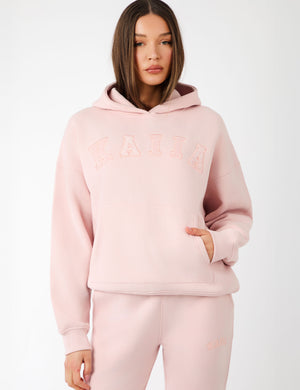 Kaiia Slogan Oversized Hoodie Dusty Pink